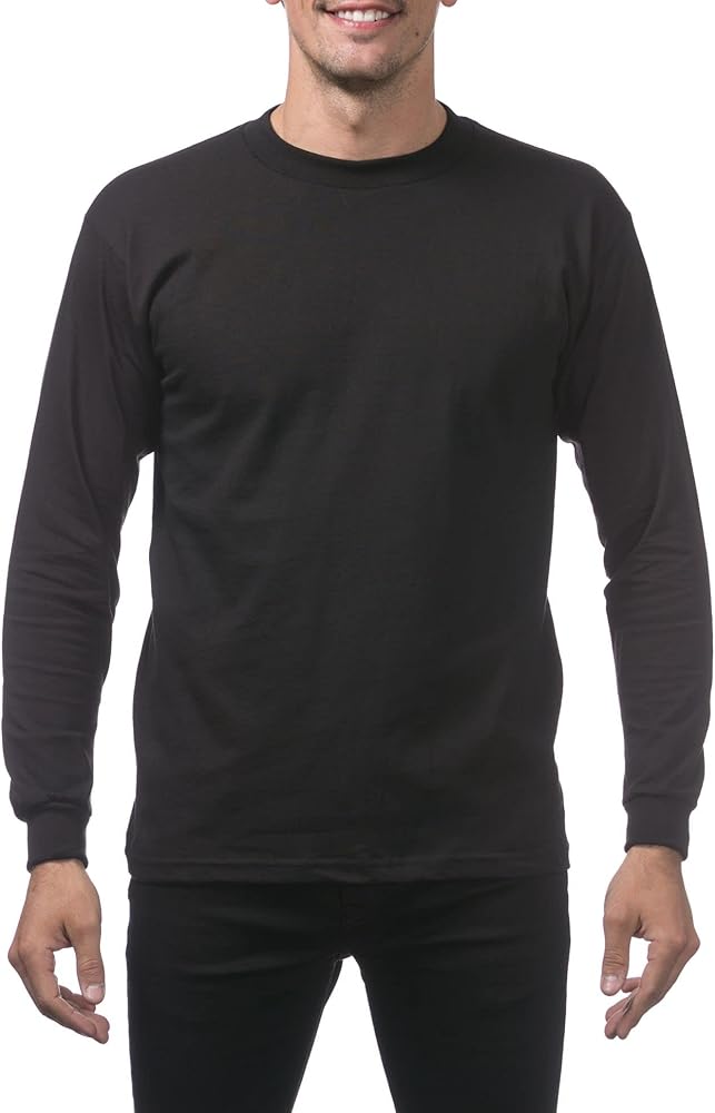 Pro Club Men's Heavyweight Cotton Long Sleeve Crew Neck T-Shirt