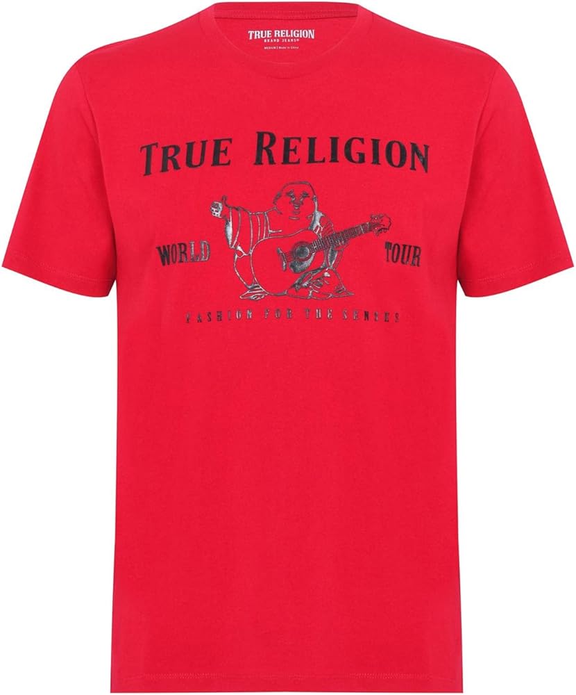 True Religion Men's Short Sleeve Metallic Buddha Tee