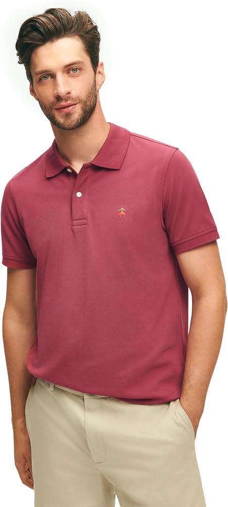 Brooks Brothers Men's Cotton Pique Stretch Logo Short Sleeve Polo Shirt