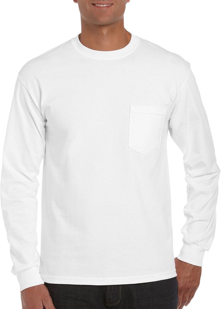 Gildan Ultra Cotton 6 oz. Long-Sleeve Pocket T-Shirt (G241) WHITE