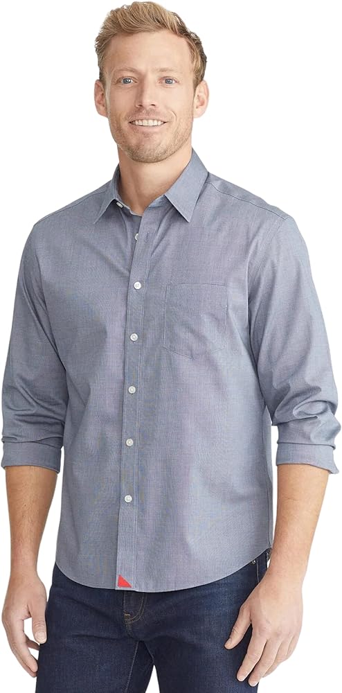 UNTUCKit Pio Cesare - Untucked Shirt for Men, Long Sleeve, Wrinkle-Free, Navy, Regular Fit