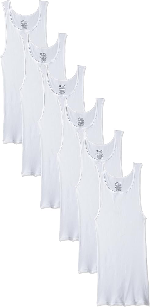 Hanes Men's 100% Cotton White A-Shirts Tagless Undershirts Tanks Tank Tops