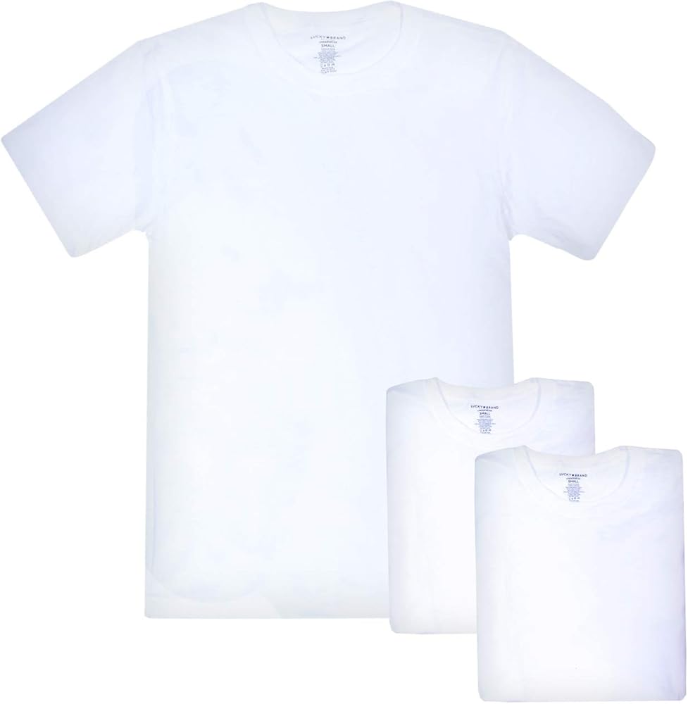 Lucky Brand Men's Undershirt - 3 Pack Basic Short Sleeve T-Shirts - Cotton Crewneck and V-Neck Undershirts for Men (S-XL)