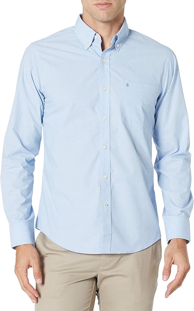 IZOD Men’s Performance Comfort Long Sleeve Solid Button Down Shirt