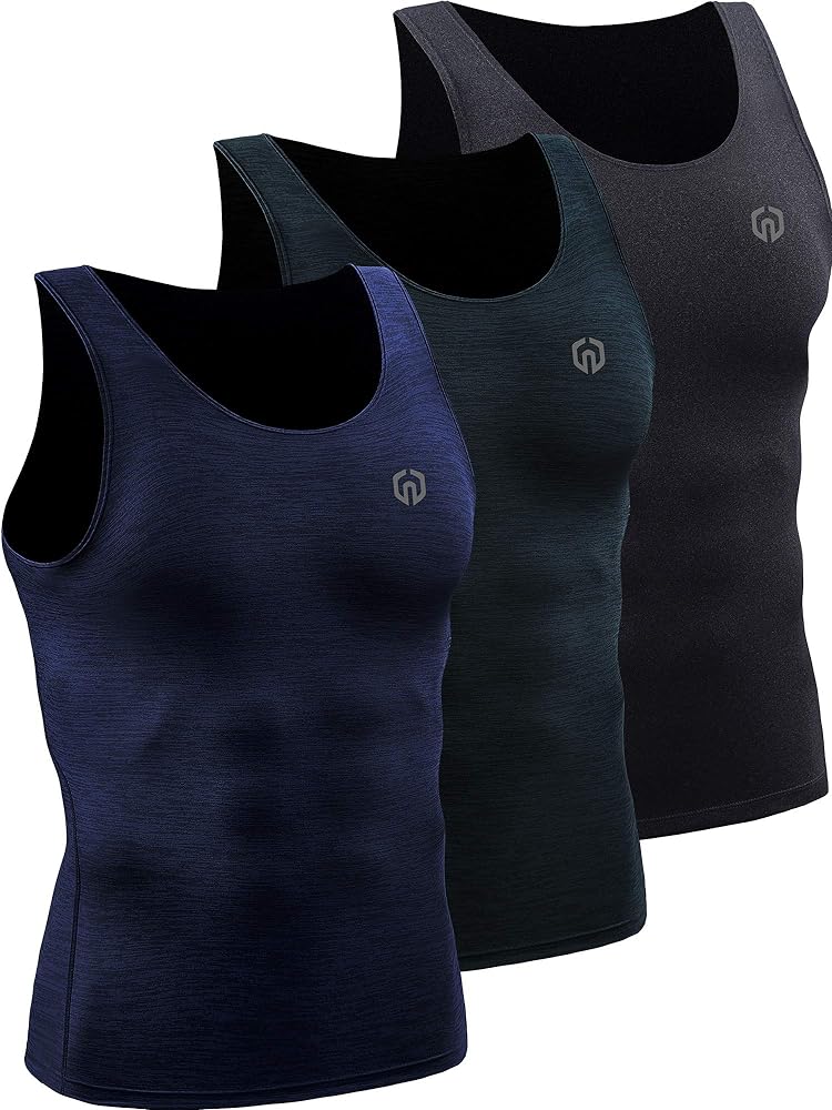 NELEUS Men's 3 Pack Dry Fit Compression Tank Top