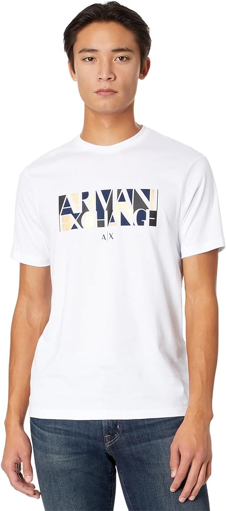 Armani Exchange Men's Regular Fit Cotton Jersey Crew Neck Block Logo Tee