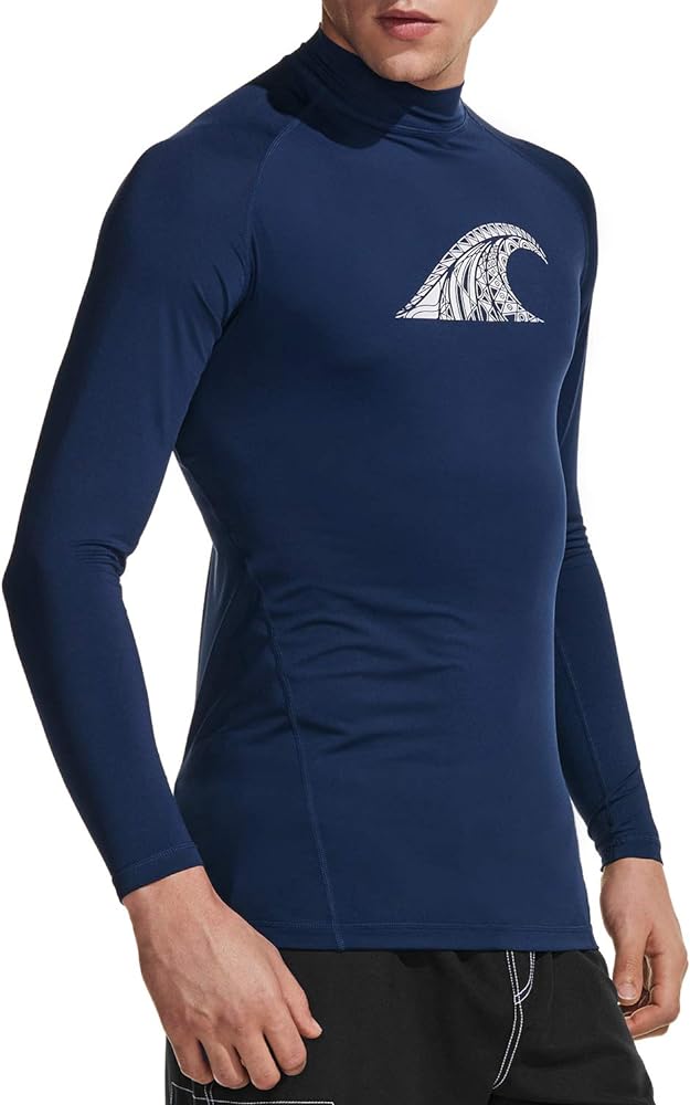 ATHLIO Men's UPF 50+ Rash Guard, UV/SPF Long Sleeve Swim Shirt, Dry Fit Water Beach Surf Wetsuit Top