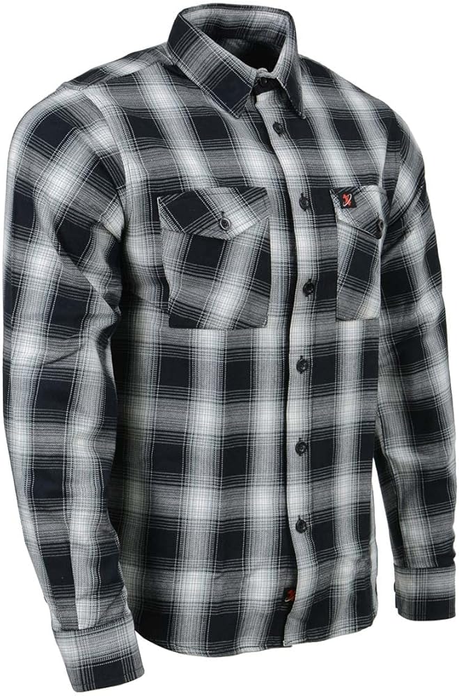 Milwaukee Leather MNG11654 Men's Black and White Long Sleeve Cotton Flannel Shirt