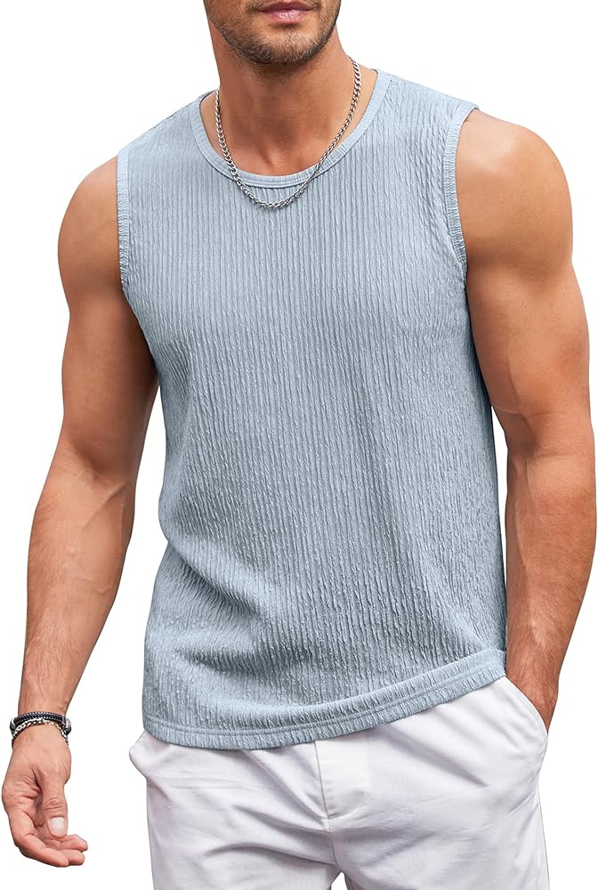 COOFANDY Men's Casual Tank Tops 2 Pack Knit Sleeveless Lightweight Tee Muscle Basic T Shirts