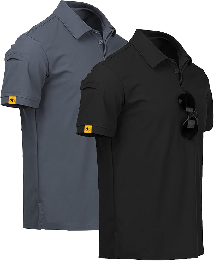 ZITY Mens 2 Pack Polo Shirts Short Sleeve Performance Sports Golf Shirt for Men Tactical Shirt