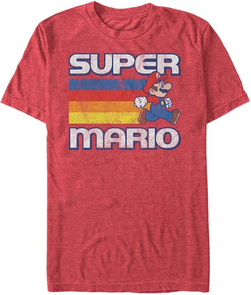 Nintendo Men's Super Mario Running Retro Stripe T-Shirt