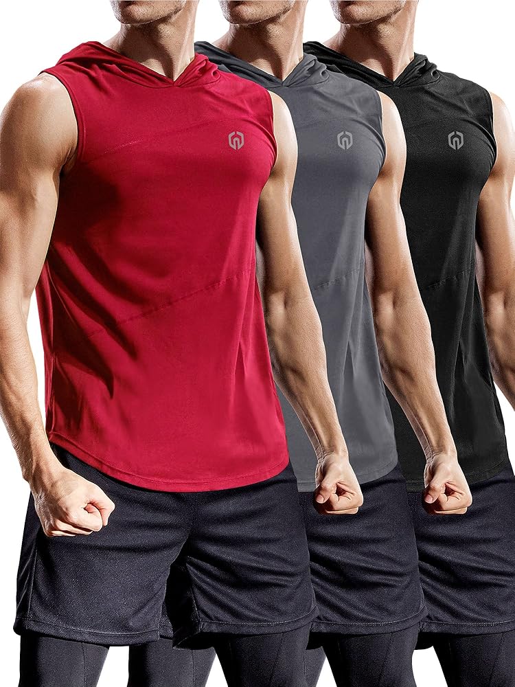 NELEUS Dry Fit Workout Athletic Muscle Tank Top Running Shirts with Hoods