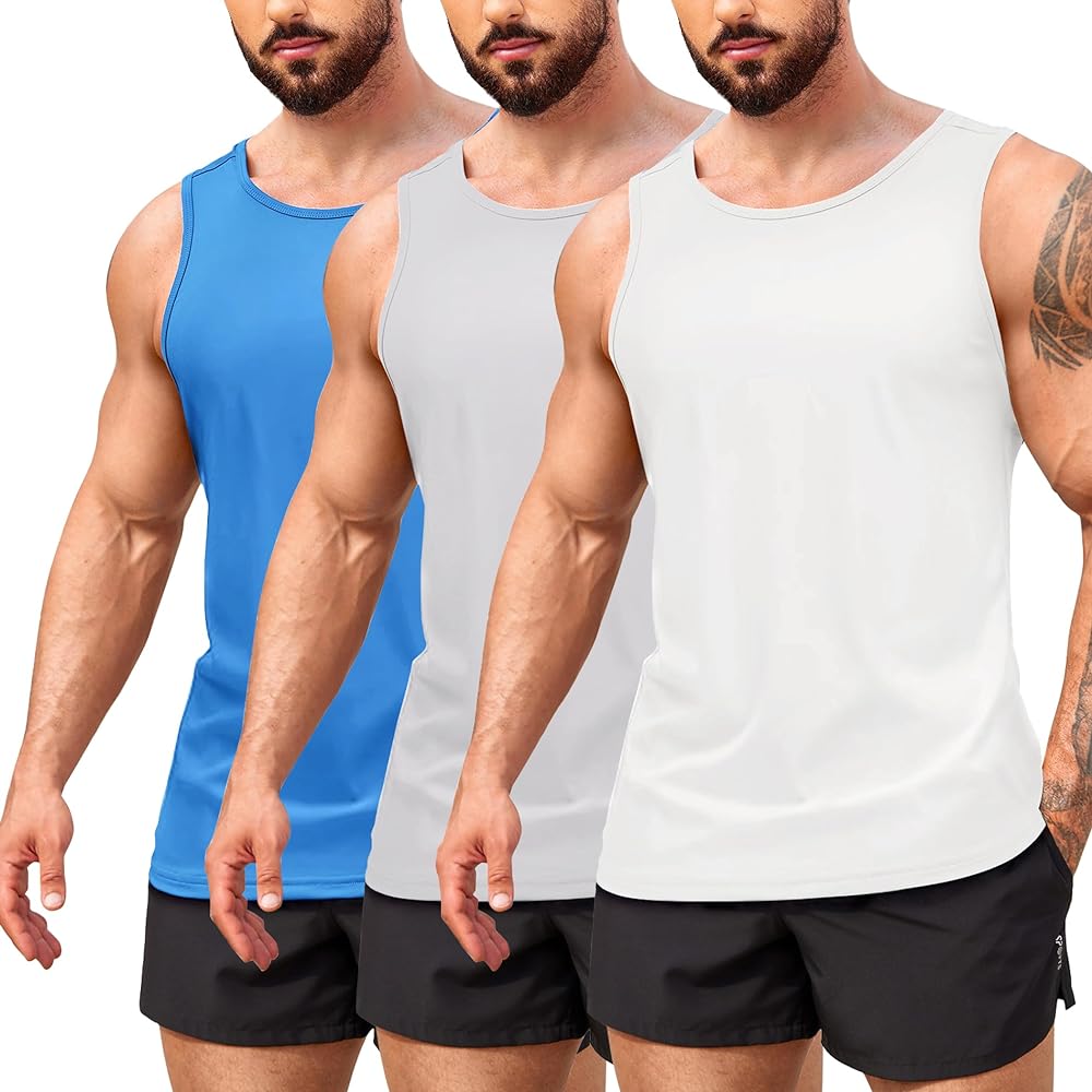 COOFANDY Men's 3 Pack Tank Top Workout Quck Dry Sleeveless Gym Muscle Shirts Summer Swim Beach Tops