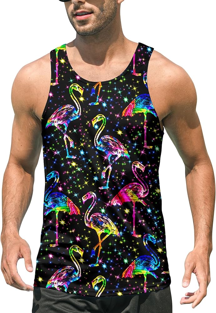 Idgreatim Mens Beach Tank Tops Fashion Graphic Quick Dry Sleeveless Shirt for Beach Workout S-XXL