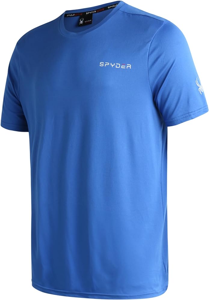 Spyder Men's Active Shirt - Fitted Short Sleeve Crewneck Performance Training Shirt - Dry Fit Workout Shirt for Men (S-XL)