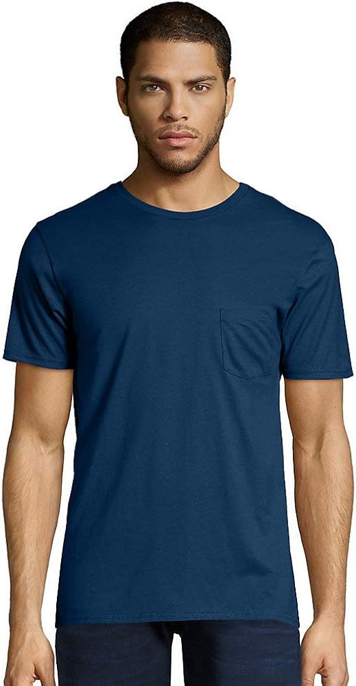 Hanes Mens Ringspun Cotton Nano-T T-Shirt with Pocket (498P)