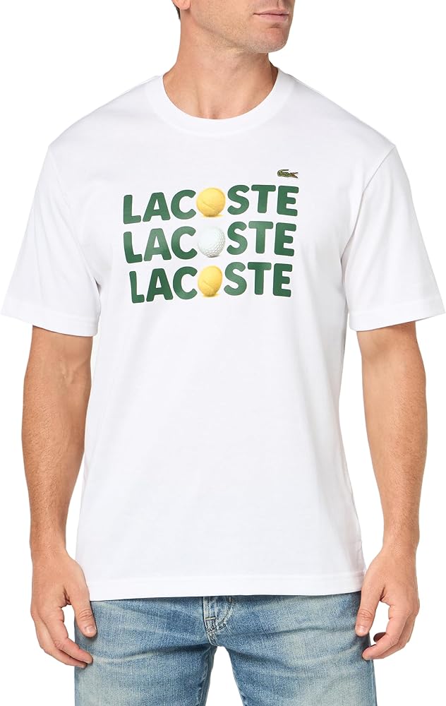 Lacoste Men's Short Sleeve Classic Fit Tee Shirt W Graphic on Front