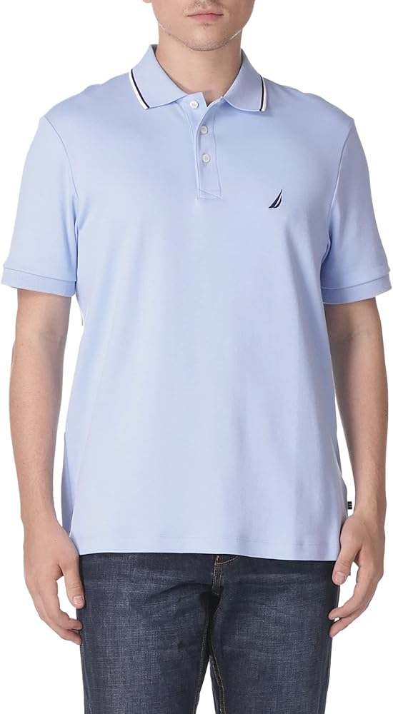 Nautica Men's Classic Fit Short Sleeve Dual Tipped Collar Polo Shirt